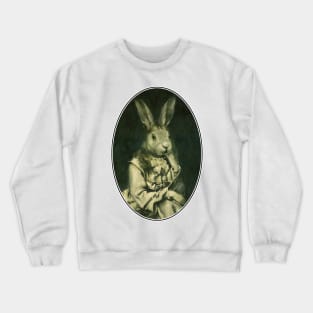 Victorian Hare Girl Oval Design Crewneck Sweatshirt